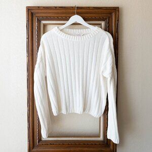 No Boundaries Size Large Ivory Chenille Sweater Drop Long Sleeves Cloud Soft